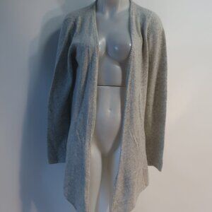 Womens Minnie Rose Heathered Gray Pure Cashmere V-Neck Open Cardigan Sweater M